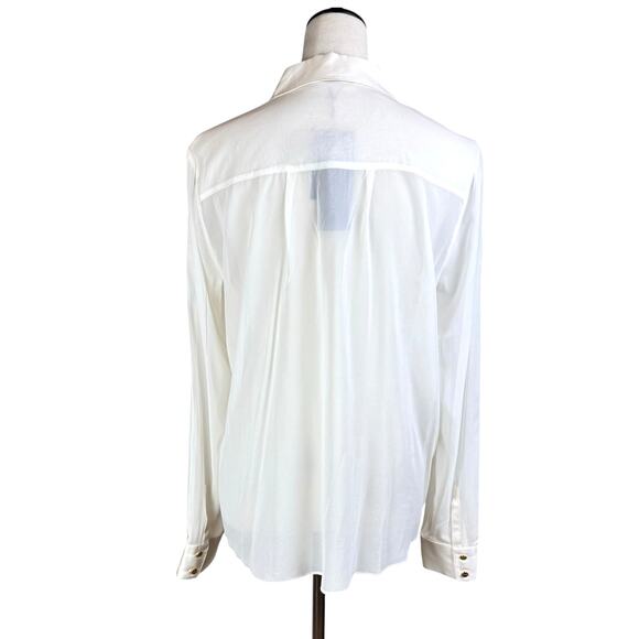 Rachel Zoe NWT Silk Off-White Sheer Long Sleeve Button Up Career Designer Blouse - Picture 3 of 13